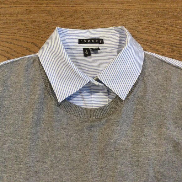 Theory 'Deverlyn' Cashmere/Cotton Layered Look Sweater - Picture 8 of 10